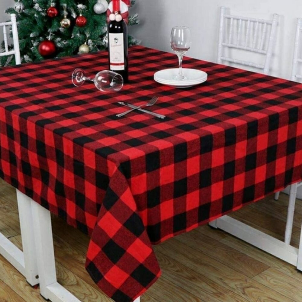 New CHRISTMAS Buffalo plaid tablecloth 60 x 84” inch water resistant Easy Care - Picture 1 of 12